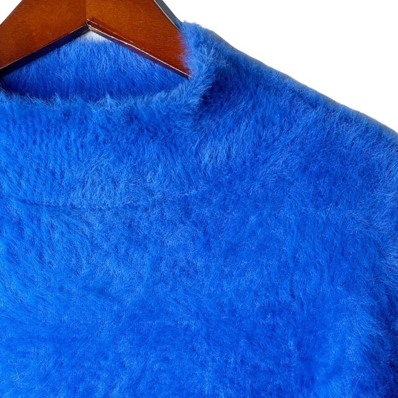 FOR THE REPUBLIC COBALT Blue Fuzzy Mock Neck Sweater Size Small - Picture 8 of 14